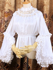 Sweet Lolita Blouses Lolita Top Lace Ruffles Long Sleeves Blouse Lace White Lolita Shirt