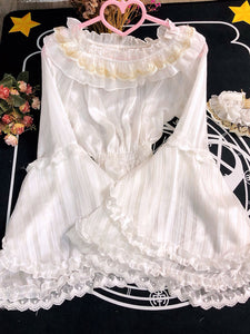 Sweet Lolita Blouses Lolita Top Lace Ruffles Long Sleeves Blouse Lace White Lolita Shirt