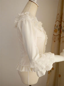 Sweet Lolita Blouses Ruffles Half Sleeves Blouse Lolita Top Ecru White Lolita Shirt