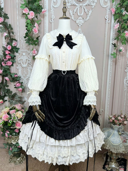 Sweet Lolita Blouses Ruffles Lolita Top Long Sleeves Blouse White Lolita Shirt