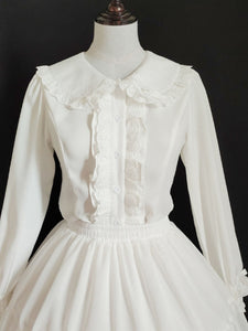 Sweet Lolita Blouses Ruffles Long Sleeves Lolita Top Blouse White Lolita Shirt