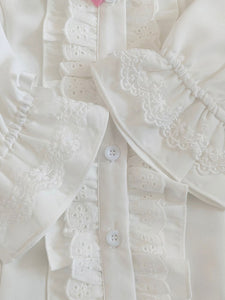 Sweet Lolita Blouses Ruffles Long Sleeves Lolita Top Blouse White Lolita Shirt