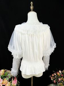 Sweet Lolita Blouses Ruffles Long Sleeves Lolita Top Blouse White Lolita Shirt