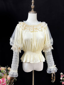 Sweet Lolita Blouses Ruffles Long Sleeves Lolita Top Blouse White Lolita Shirt