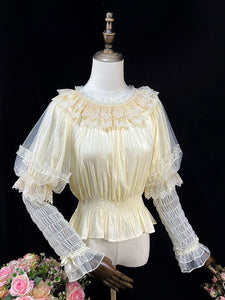 Sweet Lolita Blouses Ruffles Long Sleeves Lolita Top Blouse White Lolita Shirt