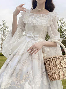 Sweet Lolita Blouses White Long Sleeves Lolita Top Ruffles Lolita Shirt