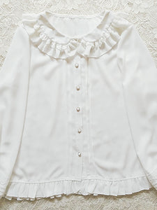 Sweet Lolita Blouses White Long Sleeves Ruffles Lolita Top Lolita Shirt