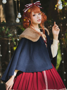 Sweet Lolita Cape Dark Navy Polyester Spring Lolita Outwears