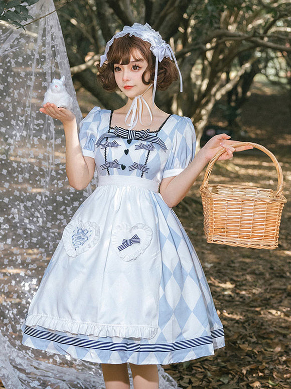 Sweet Lolita Dress Alice Polyester Short Sleeves Dress