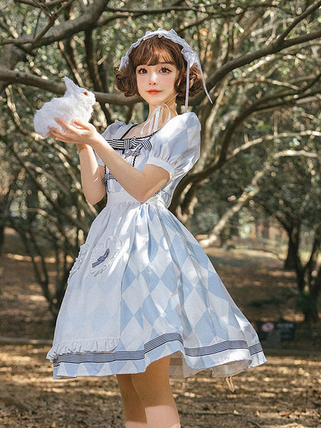 Sweet Lolita Dress Alice Polyester Short Sleeves Dress