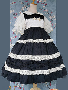 Sweet Lolita Dress Cotton Short Sleeves Lace Dress Fairytale Lolita Dress