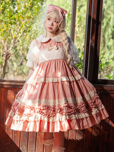 Sweet Lolita Dress Cotton Short Sleeves Lace Dress Fairytale Lolita Dress