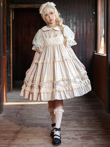 Sweet Lolita Dress Cotton Short Sleeves Lace Dress Fairytale Lolita Dress