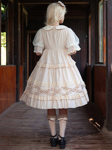 Sweet Lolita Dress Cotton Short Sleeves Lace Dress Fairytale Lolita Dress