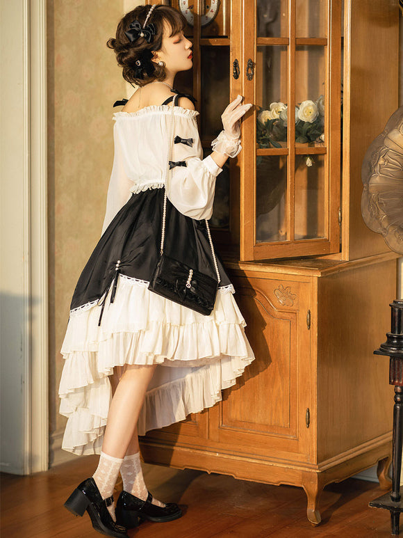 Sweet Lolita Dress Polyester Long Sleeves Dress Adjustable –