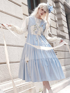 Sweet Lolita Dress Polyester Long Sleeves Dress Pastoral Style Lolita Dress