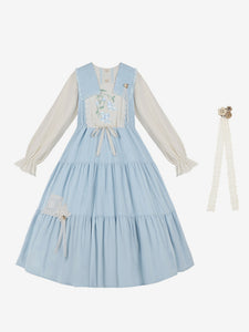 Sweet Lolita Dress Polyester Long Sleeves Dress Pastoral Style Lolita Dress