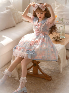 Sweet Lolita Dress Polyester Short Sleeves Dress