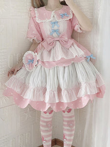 Sweet Lolita Dress Polyester Short Sleeves Dress