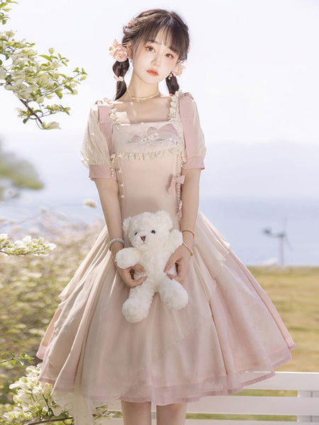 Sweet Lolita Dress Polyester Short Sleeves Dress