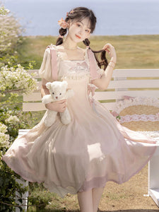 Sweet Lolita Dress Polyester Short Sleeves Dress