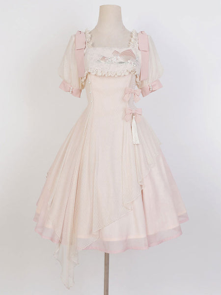 Sweet Lolita Dress Polyester Short Sleeves Dress