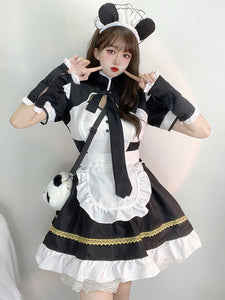 Sweet Lolita Dress Polyester Short Sleeves Ruffles Dress