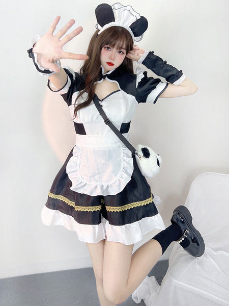 Sweet Lolita Dress Polyester Short Sleeves Ruffles Dress