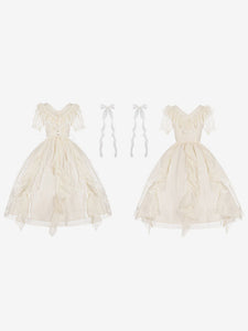 Sweet Lolita Dress Polyester Short Sleeves Ruffles Dress Sweet Lolita Dress