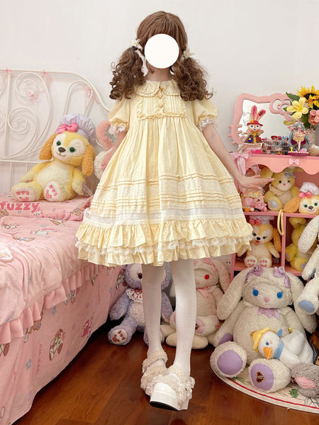 Sweet Lolita Dress Polyester Short Sleeves Sweet Dress