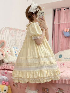 Sweet Lolita Dress Polyester Short Sleeves Sweet Dress