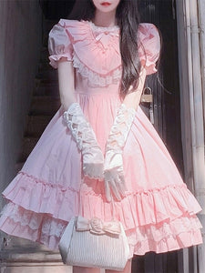 Sweet Lolita Dress Polyester Short Sleeves Sweet Dress Lolita Dress