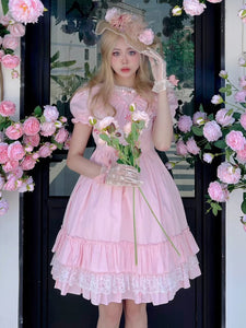 Sweet Lolita Dress Polyester Short Sleeves Sweet Dress Lolita Dress