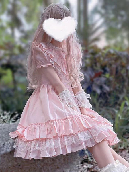 Sweet Lolita Dress Polyester Short Sleeves Sweet Dress Lolita Dress