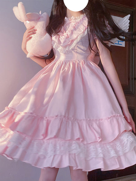 Sweet Lolita Dress Polyester Short Sleeves Sweet Dress Lolita Dress