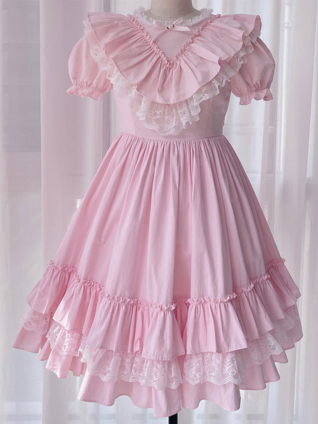 Sweet Lolita Dress Polyester Short Sleeves Sweet Dress Lolita Dress