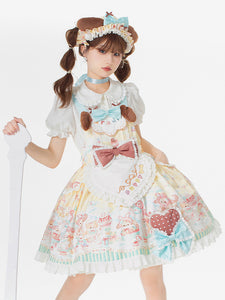 Sweet Lolita Dress Polyester Short Sleeves Sweet Fairytale Lolita Dress