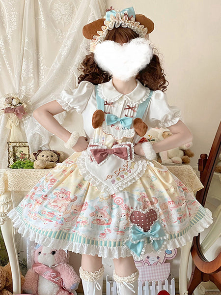 Sweet Lolita Dress Polyester Short Sleeves Sweet Fairytale Lolita Dress