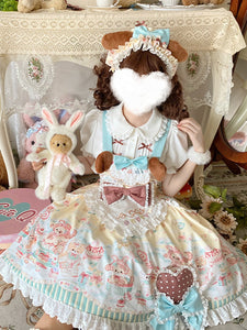 Sweet Lolita Dress Polyester Short Sleeves Sweet Fairytale Lolita Dress