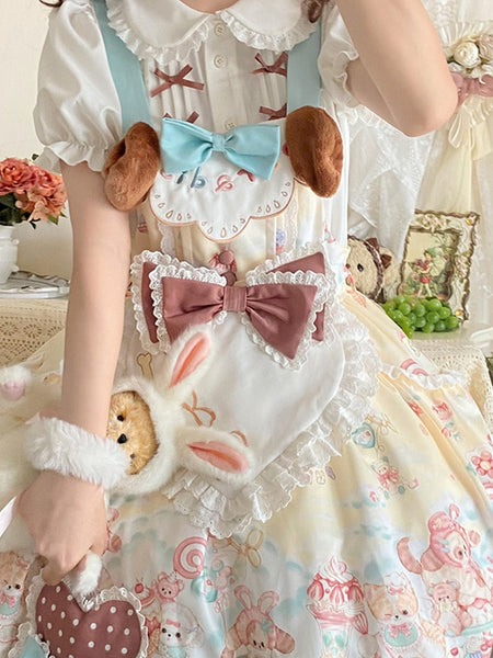 Sweet Lolita Dress Polyester Short Sleeves Sweet Fairytale Lolita Dress