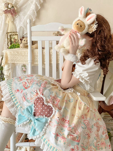 Sweet Lolita Dress Polyester Short Sleeves Sweet Fairytale Lolita Dress