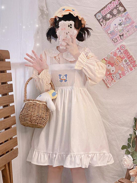 Sweet Lolita Dress Polyester Sleeveless Bows Jumper Dress