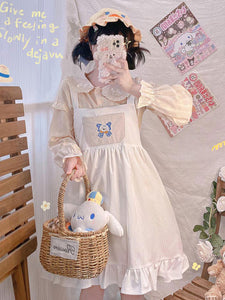 Sweet Lolita Dress Polyester Sleeveless Bows Jumper Dress