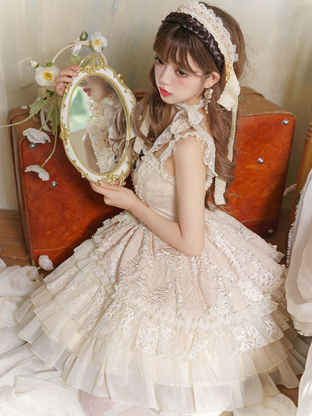 Sweet Lolita Dress Polyester Sleeveless Jumper Dress