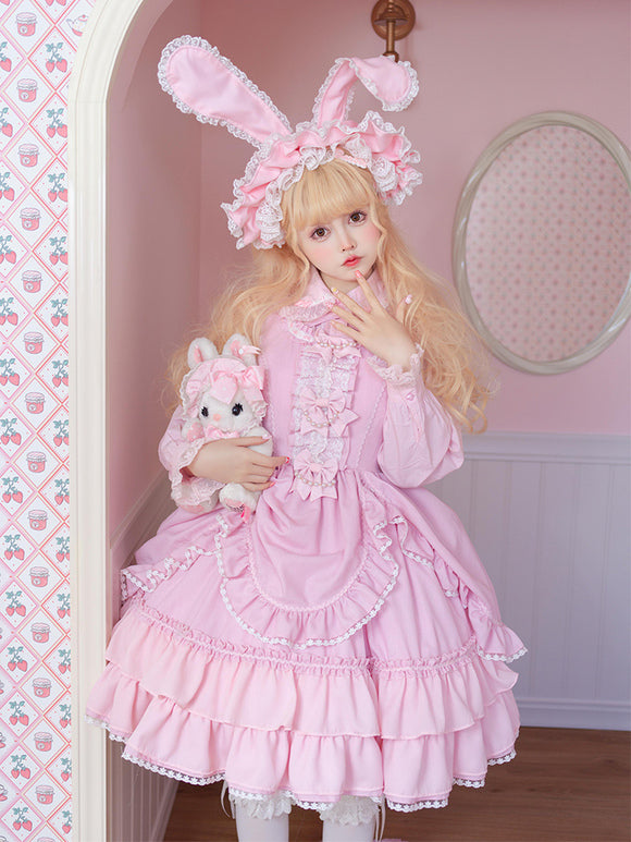 Sweet Lolita Dress Polyester Sleeveless Jumper Ruffled Sweet Lolita Dress