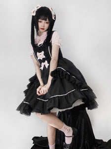 Sweet Lolita Dress Polyester Sleeveless Jumper Ruffled Sweet Lolita Dress