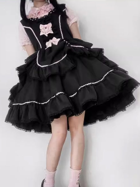 Sweet Lolita Dress Polyester Sleeveless Jumper Ruffled Sweet Lolita Dress