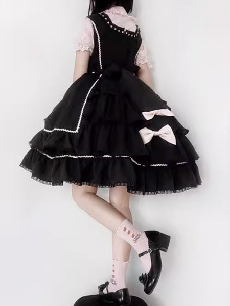 Sweet Lolita Dress Polyester Sleeveless Jumper Ruffled Sweet Lolita Dress