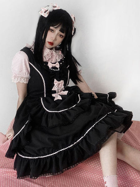 Sweet Lolita Dress Polyester Sleeveless Jumper Ruffled Sweet Lolita Dress