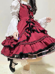 Sweet Lolita Dress Polyester Sleeveless Jumper Ruffled Sweet Lolita Dress